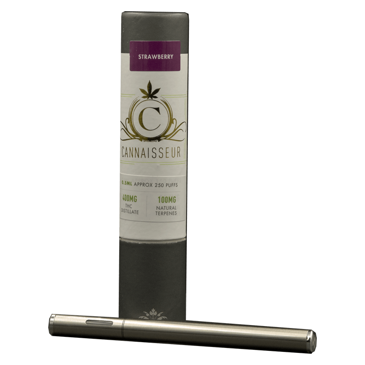 Cannaisseur – Disposable THC Distillate Pen – Strawberry 0.3ml | BC Weed Edible Canada Cannaisseur – Disposable THC Distillate Pen – Strawberry 0.3ml | BC Weed Edible Canada