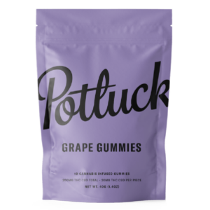 Potluck Extracts – Grape Gummies (1:1) – 100mg THC / 100mg CBD | BC Weed Edible Canada Potluck Extracts – Grape Gummies (1:1) – 100mg THC / 100mg CBD | BC Weed Edible Canada